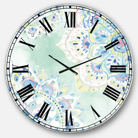 Watercolor mandalas IV - Floral & Botanical Large Wall CLock