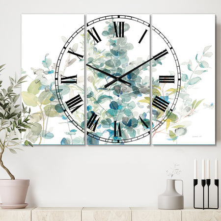 Eucalyptus Natural Element - Cottage 3 Panels Oversized Wall CLock