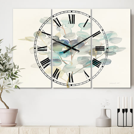Eucalyptus leaves I - Cottage 3 Panels Oversized Wall CLock