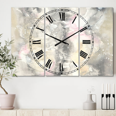 Watercolor Snowflakes II - Cottage 3 Panels Oversized Wall CLock