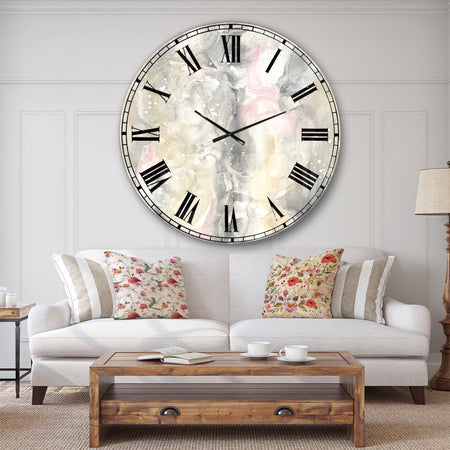 Watercolor Snowflakes II - Modern Farmhouse Large Wall CLock