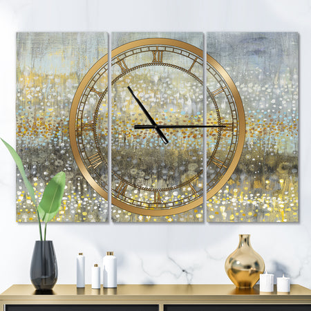 Glam Rain Abstract IV - Glam 3 Panels Oversized Wall CLock