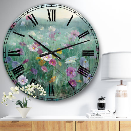 Flower field - Floral Farmhouse Wall CLock