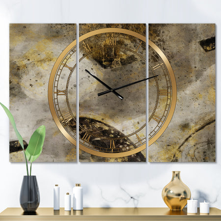 Glam Gold Desert Neutral - Glam 3 Panels Large Wall CLock