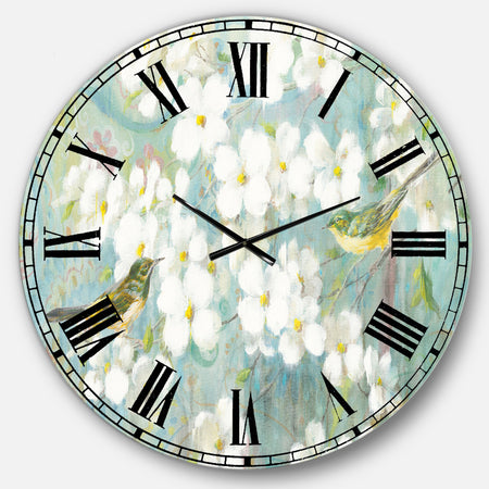 Birds on Blossom - Traditional Large Wall CLock