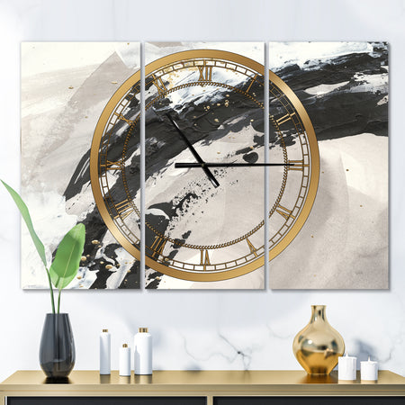 Glam Painted Arcs IV - Glam 3 Panels Oversized Wall CLock