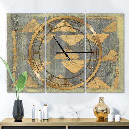 Glam Metallic Form I - Glam 3 Panels Large Wall CLock