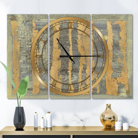 Glam Metallic Form IV - Glam 3 Panels Oversized Wall CLock
