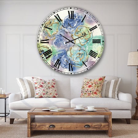 Pastel Foral Composition II - Cabin & Lodge Large Wall CLock