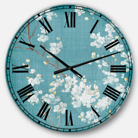 Blue Cherry Blossoms I - Cabin & Lodge Wall CLock