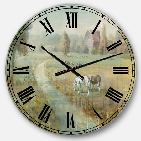Tranquil Country Field - Farmhouse Large Wall CLock