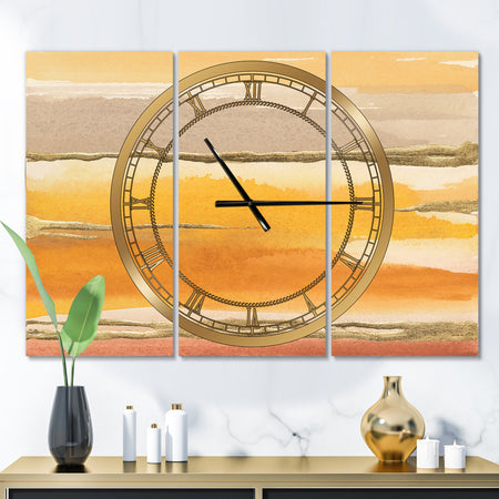 Gilded Amber II - Glam 3 Panels Large Wall CLock