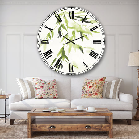 Simplist Bamboo Leaves I - Lake House Large Wall CLock