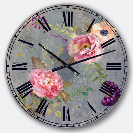Peonies and Paisley - Cabin & Lodge Large Wall CLock