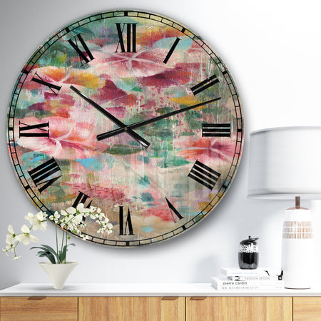 Flower Shower III - Cabin & Lodge Large Wall CLock