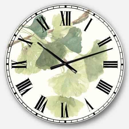 Watercolor Gingko Leaves I - Cabin & Lodge Large Wall CLock