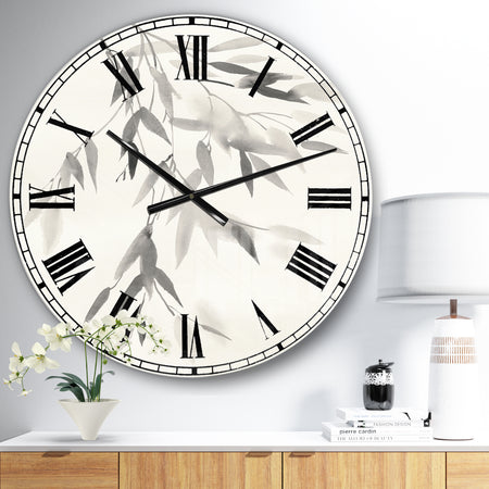 Simplist Bamboo Leaves IV - Cabin & Lodge Large Wall CLock