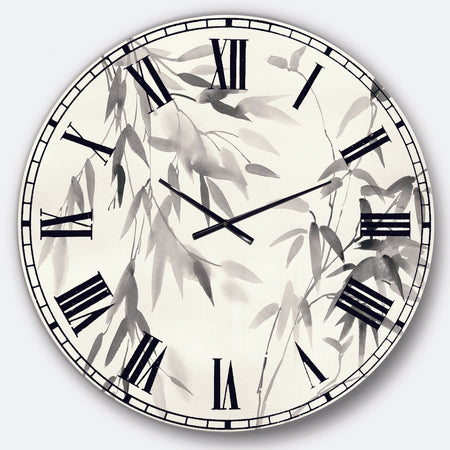 Bamboo Leaves II - Farmhouse Large Wall CLock