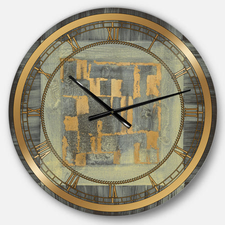 Gold Geometric Tapestry II - Modern & Glam Wall CLock