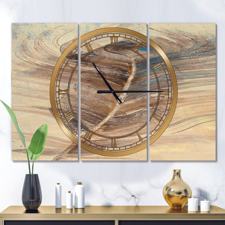 Feather Natural elements - Glam 3 Panels Oversized Wall CLock