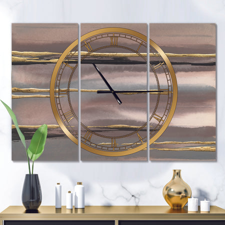 Glamorous Morning Fog I - Glam 3 Panels Large Wall CLock