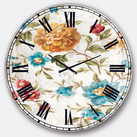 Golden Flowers - Cabin & Lodge Large Wall CLock