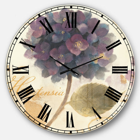 Abundant Hydrangea Flower I - Floral Cottage Large Wall CLock
