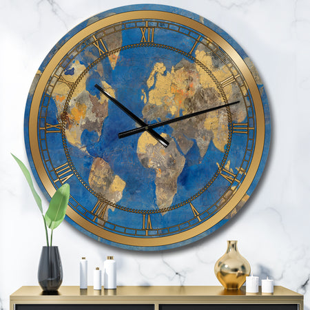 Golden Glam World Map - Glam Wall CLock