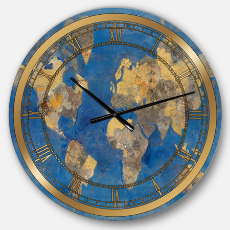 Golden Glam World Map - Glam Wall CLock