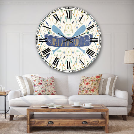 Just a Lakeaholic - Lake House Large Wall CLock