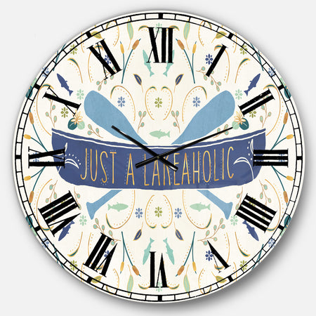 Just a Lakeaholic - Lake House Large Wall CLock