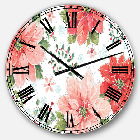 Country Flower snowflakes I - Farmhouse Large Wall CLock
