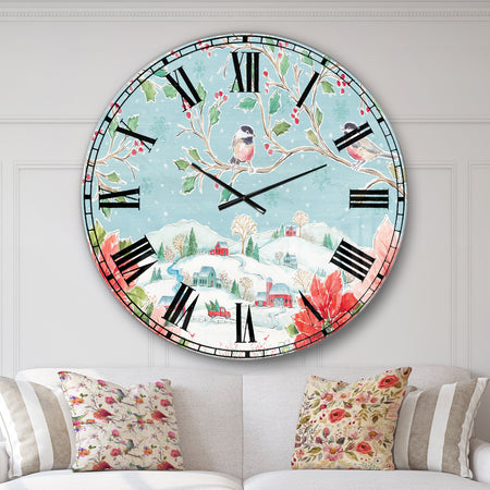 Country Flower snowflakes II - Farmhouse Wall CLock