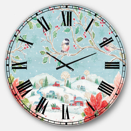 Country Flower snowflakes II - Farmhouse Wall CLock