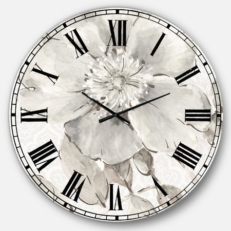 The Gray Barn Jartop 'Indigold Grey Peonies II - Farmhouse Oversized Metal Clock