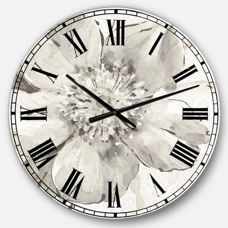 Indigold Grey Peonies III - Farmhouse Large Wall CLock