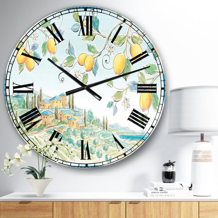 Mediterranean Village Field I - Traditional Large Wall CLock