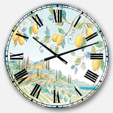 Mediterranean Village Field I - Traditional Large Wall CLock