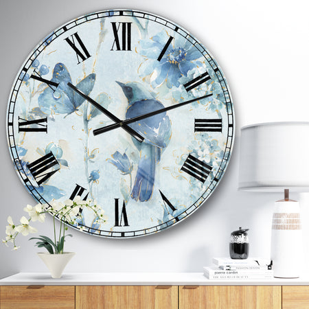 Indigold Watercolor Flower III - Farmhouse Wall CLock