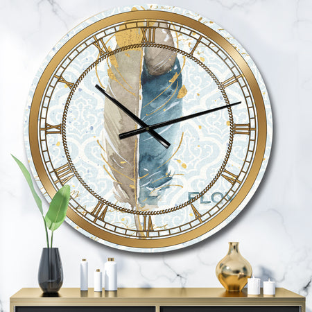 Fields of Gold Watercolor Flower IV - Glam Large Wall CLock