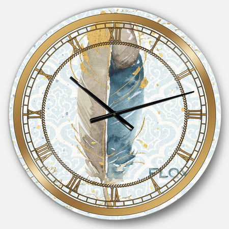 Fields of Gold Watercolor Flower IV - Glam Large Wall CLock