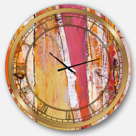 Orange Glam Natural Wood - Glam Large Wall CLock