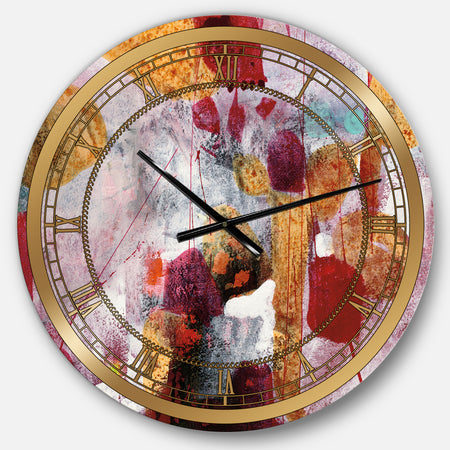 Abstract Watercolor with Red and Yellow - Glam Wall CLock