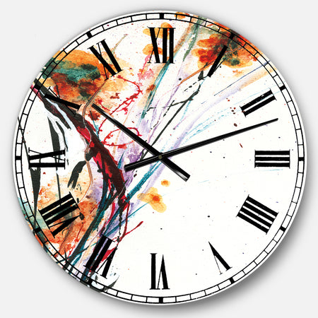 Abstract Orange Flowers - Traditional Large Wall CLock