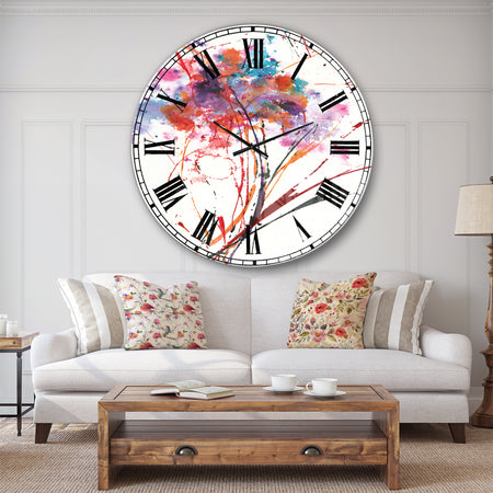 Abstract Red Flowers - Traditional Large Wall CLock