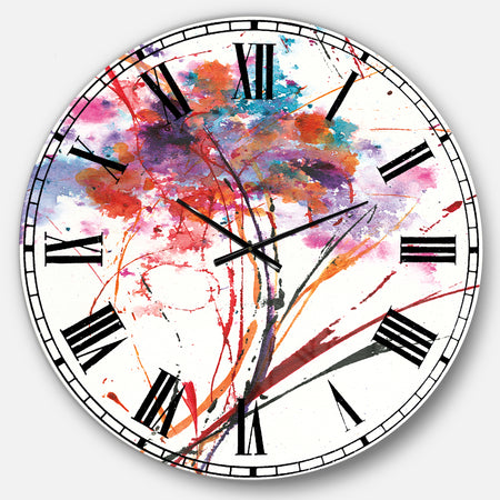 Abstract Red Flowers - Traditional Large Wall CLock