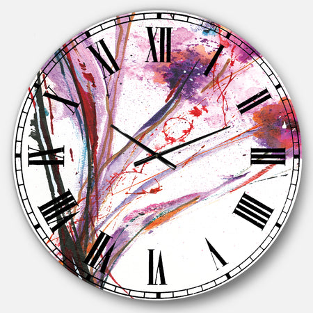 Abstract Purple Flowers - Traditional Oversized Wall CLock