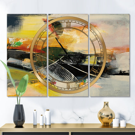 End of the Orange Rainbow I - Glam 3 Panels Oversized Wall CLock