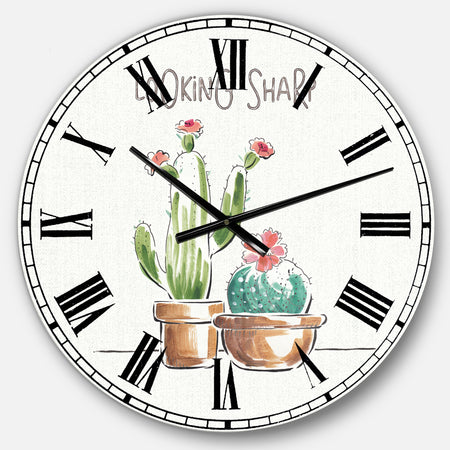 Desert Botanical Bloom I - Cabin & Lodge Large Wall CLock