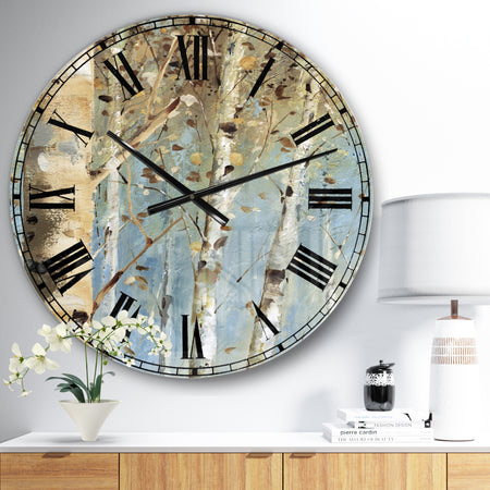 White Birch Forest I - Modern Farmhouse Wall CLock